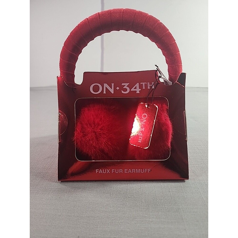 ON 34TH Women's Faux-FurEarmuffs Boxed Gift Created for Macy's in Box - Red  NEW